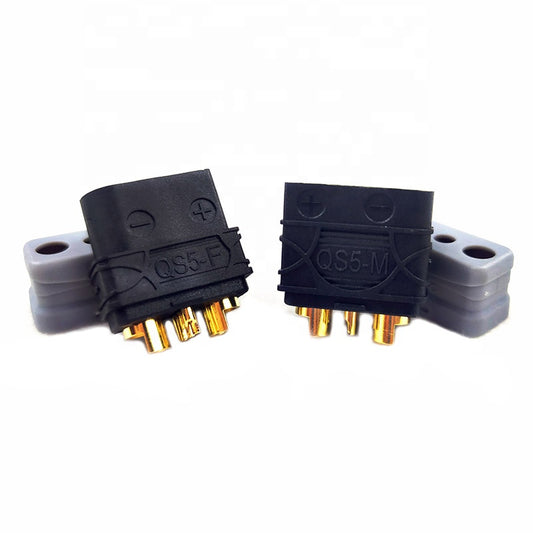 QS5 High Current 60A Battery Plug 5mm Gold Plated Bullet Connector with 3P Signal Pin for RC Cars