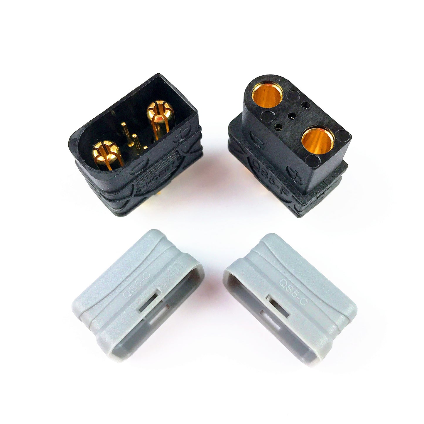QS5 High Current 60A Battery Plug 5mm Gold Plated Bullet Connector with 3P Signal Pin for RC Cars